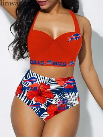 Buffalo Bills Swimsuit High Waist Bikini Set Swimwear Bathing Wear Beachwear New Cover
