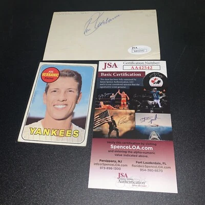 JOE VERBANIC (1966 PHILLIES) AUTOGRAPHED 3X5 INDEX CARD & 1969 TOPPS CARD JSA - Image 1 of 2