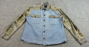 Guide Gear Mens FITS Medium Washout Realtree Denim Camo Long Sleeve Button Shirt - Picture 1 of 14