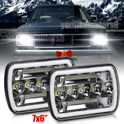 2x 5x7"7x6" Faros LED HI-LO Halo DRL Fit GMC S15 Jimmy para Chevy C10 C20 C4 Foto 1 de 4