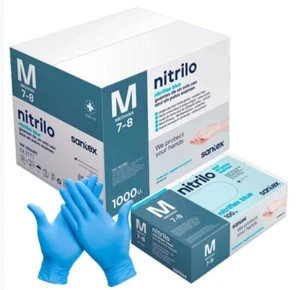 Guantes de Nitrilo sin Polvo - Talla M - Color Azul - 3.5 gr - Pack 2x100 Unidad - Imagen 1 de 2