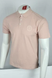 Guess Men's Kevin Polo Short Sleeve Shirt Patch Logo Vapor Rose Pink - Picture 1 of 4