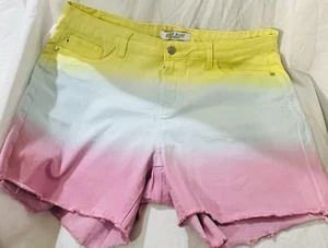 Judy Blue Shorts Women 1XL Snow Ombre Tie Dye Cut Off High Waist Denim Stretch - Picture 1 of 11