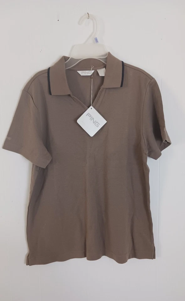 NEW PING SHORT SLEEVE V-NECK GOLF SHIRT WOMENS SIZE MEDIUM - Imagem 1 de 4
