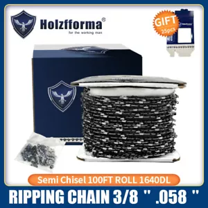 Holzfforma 100FT Roll 3/8” .058'' Semi Chisel Ripping Saw Chain With 25 Boxes - Foto 1 di 1