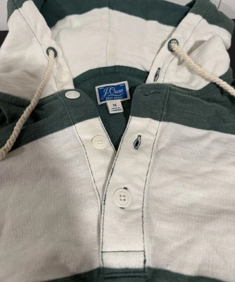Vintage 90s Style J Crew Rugby Henley Hoodie 100 Percent Cotton Preppy Size M - Image 1 of 4