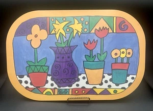 Window Sill by Sarah Collins Floral Folk Art Kitchen Board - Picture 1 of 5
