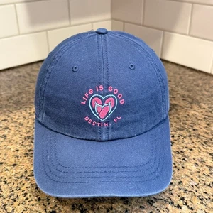 Life is Good Destin FL Baseball Cap Embroidered Heart Navy Blue Hat - Picture 1 of 10