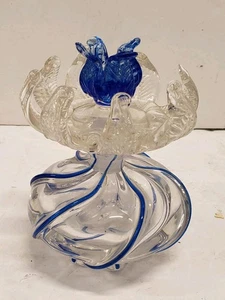 PAIRPOINT Blue Stripe großer Parfüm Flakon Blumenstopfen - Bild 1 von 12