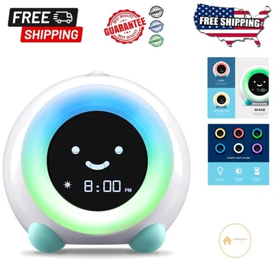 Reloj despertador Mella Kids: entrenador de sueño contemporáneo y luz nocturna - azul ártico Foto 1 de 4