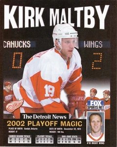 Póster Kirk Maltby Detroit Red Wings 2002 Detroit Free Press 8x10 color - Imagen 1 de 1