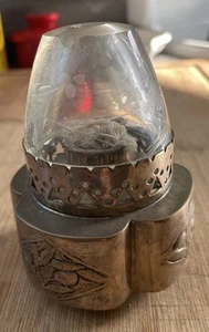 RARE Antique French Indochina Brass Opium Lamp Original Glass - Picture 1 of 5