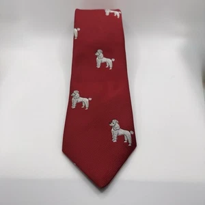 Vtg Chippmunk Creations Poodle Red Tie Dog Animal Preppy Necktie Mens 54” - Picture 1 of 6