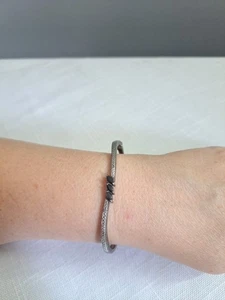 Vintage Sterling Silver 925 Sapphire Hinged Bangle Bracelet 12 Grams - Picture 1 of 17