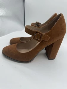 Mix No. 6 Mary Jane Tan Block Heel Dress Shoes Buckle Strap Brown Heels 9.5 - Picture 1 of 4
