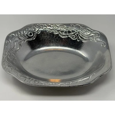 Vintage Don Drumm MCM Brutalist Flowered Shallow Bowl BL 49 Cast Aluminum - Image 1 of 4