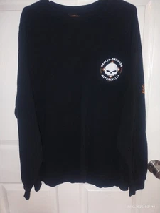 Black Harley Davidson Motorcycles Mens Long Sleeve T Shirt 2XL Black Skull - Picture 1 of 4