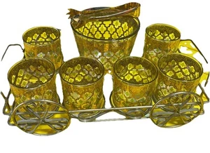 Valencia Gold Vintage Culver Bar Glassware Set - Picture 1 of 2