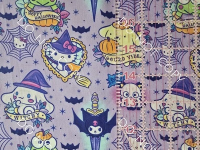 Custom 100% Cotton Woven Fabric Hello Kitty Sanrio Halloween By The 1/4 Yard - Image 1 of 2