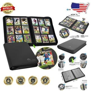 Trading Card Binder - 504 Cards, Zipper, Faux Leather, Acid-Free Pockets - Picture 1 of 10