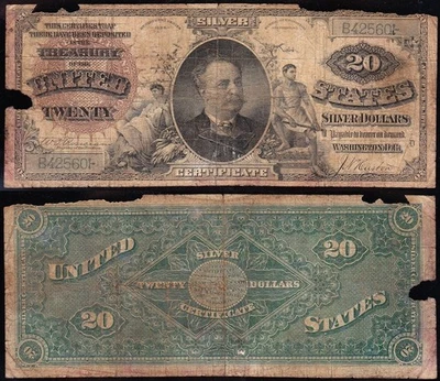 **ULTRA RARE** 1886 $20 Manning "DIAMOND BACK" Silver Certificate! FREE SHIPPING - Image 1 of 3
