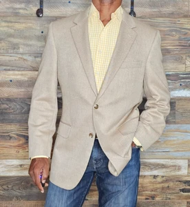 Jos. A. Bank Signature Collection Silk Camel Hair Herringnone Blazer Jacket 40R - Picture 1 of 11