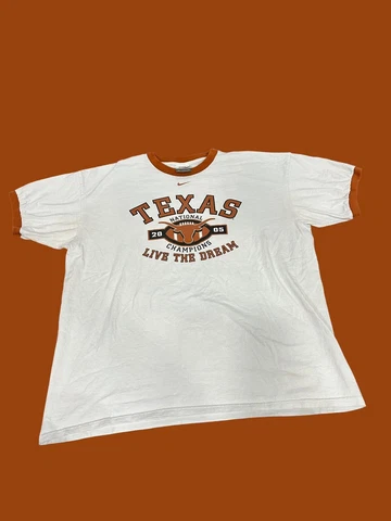 Texas Longhorns 2005 National Champions Nike Center Swoosh VTG Ringer Shirt XL Cover