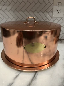 Vintage Ballanoff Hergestellt in den USA Kupferbeschichtet Blech Kuchen Halter mit Deckel - Bild 1 von 13