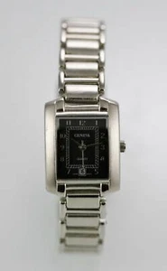 Geneva Uhr Damen Datum Edelstahl Silber Wasserdicht Batterie Grau Quarz - Bild 1 von 3