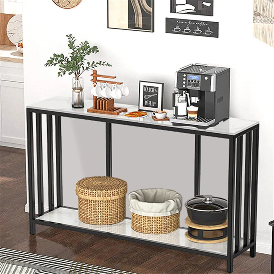 2 Tier Marble Console Table Waterproof Rust-proof Kitchen Dining Room Dec Stand - Image 1 of 4