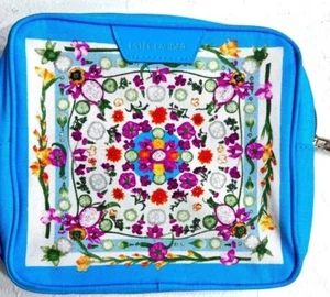Estee Lauder blau Blumen Make-up/Kulturbeutel "7 x 6,5 x 1,5" EUC - Bild 1 von 9