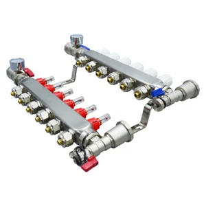 1/2" Floor Manifold Stainless Steel Radiant PEX Floor Heating Set 6 Branches - Picture 1 of 24