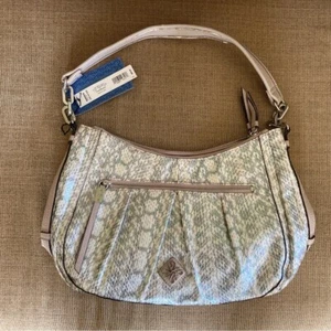 Simply Vera Wang Iridescent Snakeskin Hoboken Hobo Handbag, Silver Cream, NWT - Picture 1 of 7