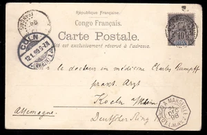 Congo (Brazzaville) French Congo 19, 10 C. Allegory, Postcard From Cologne 1898 - Picture 1 of 2