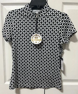 TAIL White Label Women’s Short Sleeve Top Golf Black White 1/4 Zip NWT XS - Picture 1 of 5