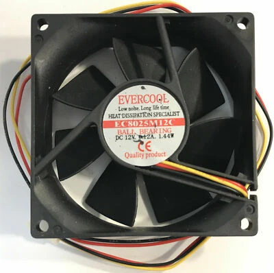 EVERCOOL EC8025M12C 80MM X 25MM BALL BEARING FAN 3 PIN - Image 1 of 4