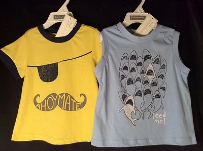 NWT Toddler Boys First Impressions Shirts 18m 2pc Pirate Sharks Ahoy Mate NEW - Image 1 of 4