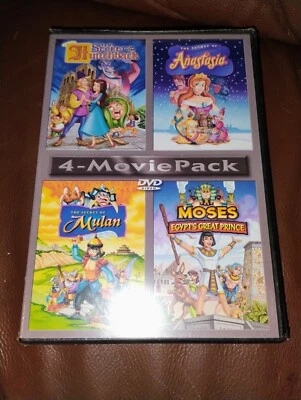 New DVD 4 Movie Pack: Secret Of The Hunchback, Anastasia, Mulan & Moses FREE US  - Image 1 of 4