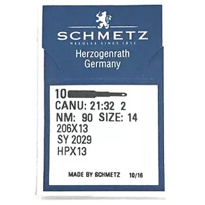 10 Pk. Schmetz 206X13 HPX13 Size 14 Flat Shank Needles For Singer 206, 306, 319 - Picture 1 of 1