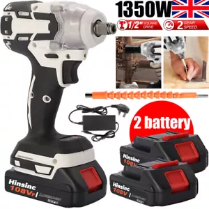 2 Battery 1000Nm 1/2" Cordless Electric Impact Wrench Drill Gun Ratchet Driver - Picture 1 of 16