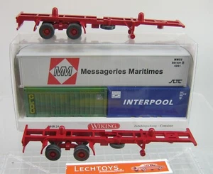 Wiking 1:87, n.: 018 24, set container 20 piedi + semirimorchio in colore speciale - Foto 1 di 1