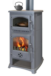 EEK A - Kaminofen mit Backfach und Herdplatte Cucina grau - 9,7kW - Bild 1 von 7