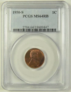 1950-S Lincoln Cent PCGS MS-64 R/B #09447 - Picture 1 of 2