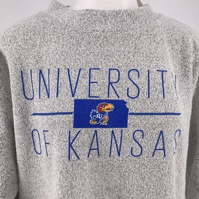 NWT Pressbox Women' s Kansas Jayhawks College Comfy Terry Sweater  L  - Image 1 of 4