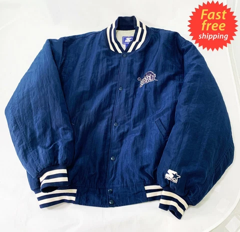 Vintage BYU Cougars Logo STARTER Jacket Made in USA Size XXL Royal Blue Cover