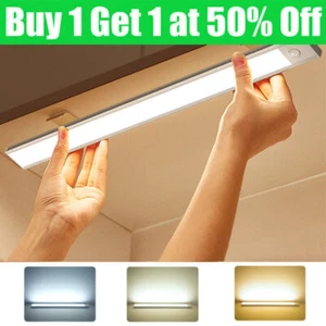 LED Motion Sensor Under Cabinet Closet Light USB Rechargeable Kitchen Lamp Strip - Picture 1 of 9