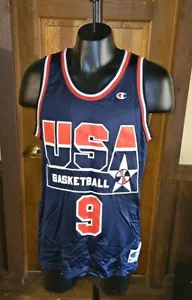 RARE Vintage MICHAEL JORDAN #9 Blue Dream Team USA Champion Jersey Size 44 NOS - Picture 1 of 3
