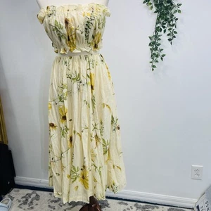 H&M Wildflower Sunflower Floral Print Midi Summer Skirt & Top Set size M S - Picture 1 of 15
