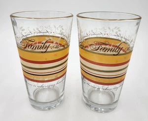 2 Vintage Libbey Glasses Tumblers Striped Family and Friends Drinking Glasses - Picture 1 of 6
