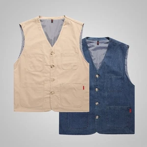 Men's Cotton Plus Vest Multi Pocket Casual Shoulder Outdoor Casual Fishing Vests - Picture 1 of 22